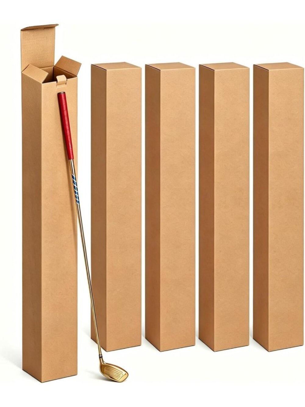 5 Pack Tall Golf Club Shipping Boxes - 48" Corrugated Cardboard for Moving